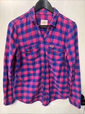 Hollister plaid button down shirt large